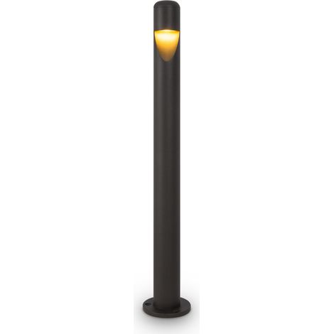 Borne d'éclairage LED métal IP65 60 cm graphite ronde 3000 K blanc chaud 200 lm lampadaire moderne extérieur (1/4)