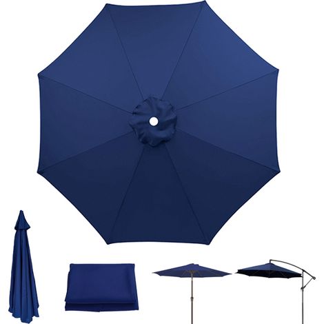 Toile de rechange pour parasol de terrasse, Imperméable, Protection UV, Toile de parasol à 8 baleines, Marine (Toile de parasol seule,2,3 m) (1/5)