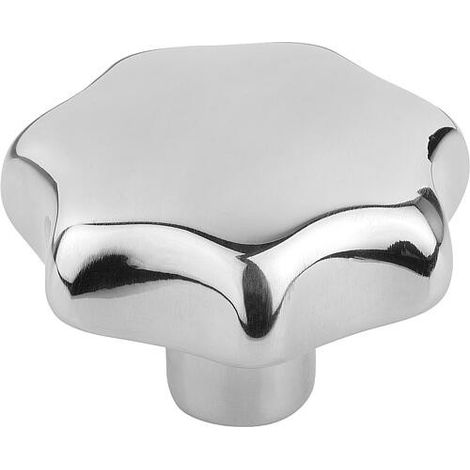 Poignee etoile Forme E poli avec trou borgne filete M 6 Nirosta (1/4)