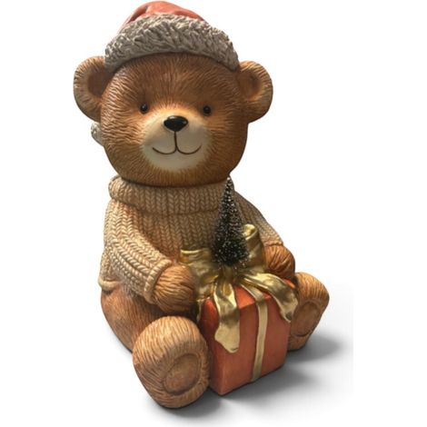 Dekofigur Weihnachtsbär mit Tanne 37 x 26 cm bunt