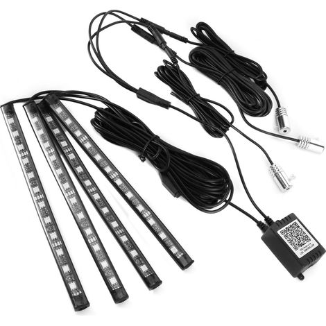 Kit d'éclairage d'ambiance LED sans fil, étanche IP65, pour garniture intérieure de voiture (3 pièces) avec bande lumineuse. (1/5)