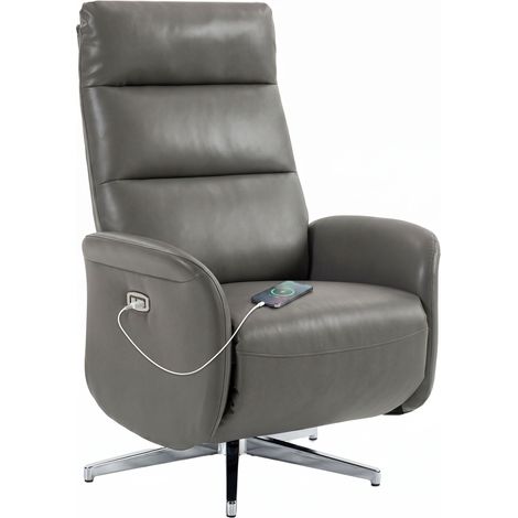 Power Recliner Armchair, USB Ports, 84 x 69.5 x 107.5 cm, Dark Grey (1/5)
