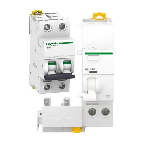 Schneider Electric Blocco differenziale QuickVigi iC60 2P 25A 300mA AC + Interruttore magnetotermico iC60N 2P C 25A 6000A