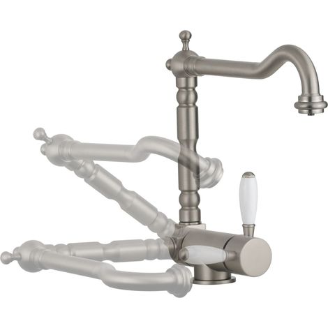 Miscelatore per lavello cucina abbattibile in colore nichel antico funzione acqua filtrata Pollini FILTRA OLD 52000131100  Nichel Antico