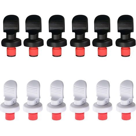 Set of 12 refillable, vacuum-sealed polypropylene (PP) wine stoppers for preserving wine, champagne, and beer. - AquaForge (1/5)