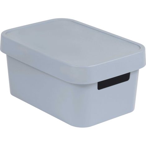 CURVER 04746-099-00 INFINITY BOÎTE À RANGEMENT AVEC COUVERCLE PLASTIQUE GRIS CLAIR 26,8 X 18,6 X 12,4 CM 4,5 L