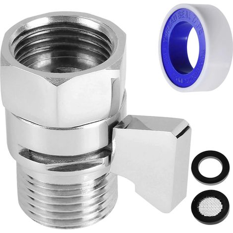 Vanne de contrôle du débit d'eau G1,27 cm avec levier de poignée, rondelles en nylon, joint fileté PTFE, vannes régulatrices de débit d'eau pour pommeau de douche à main ou pulvérisateur de (1/5)
