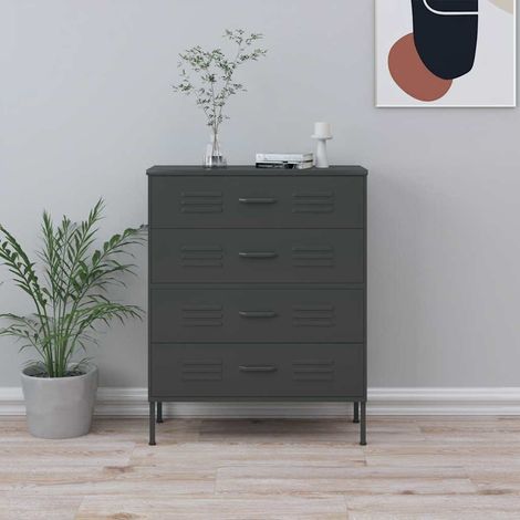 vidaXL Commode Anthracite 80x35x101,5 cm Acier (1/5)