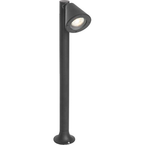 QAZQA Moderno Bollard moderno para exteriores negro 60 cm IP44 regulable - Ciara Aluminio /Vidrio Alargada Adecuado para LED Max. 1 x 35 Watt