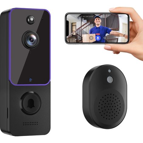 Sonnette vidéo sans fil et sonnette intérieure, audio bidirectionnel, vision nocturne HD, stockage cloud AES-128, alertes en temps réel, sécurité pour maison connectée-AquaForge (1/4)