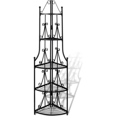 Pflanzentreppe Blumenregal Standregal Eckregal schwarz