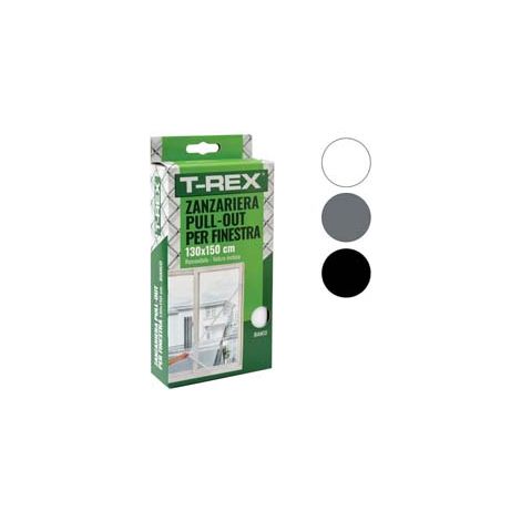 ZANZARIERA POLIESTERE FINESTRA PULL-OUT- - cm.150x250, 2 teli cm.75 apert. centrale, nero - 6 blister T-REX