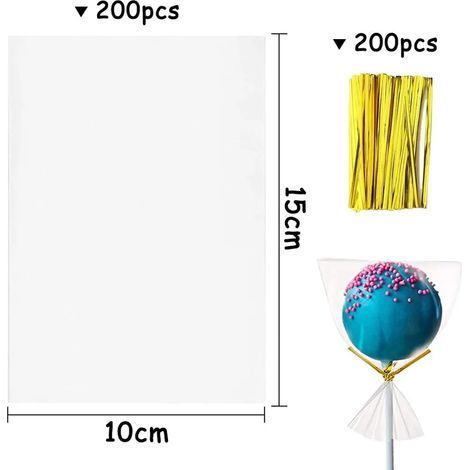 200 sachets transparents en cellophane, sachets OPP transparents de 10 x 15 cm pour chocolats et bonbons. (1/4)
