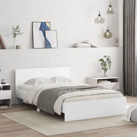 Estructura de cama con cabecero y luces LED blanco 135x190 cm vidaXL (1/5)