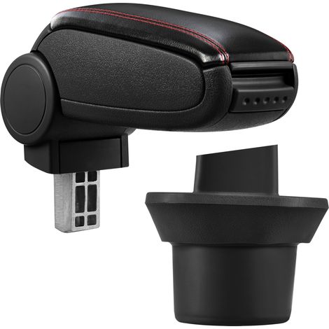 [pro.tec] Bracciolo centrale - Poggiabraccio con vano portaoggetti - imbottito - in similpelle - nero con cucitura rossa - BMW Mini (2. generazione) (1/5)