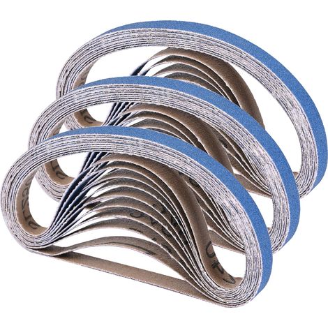 Bandes Abrasives 10 x 330 mm, Lot de 30, Grain 240, pour Ponceuse à Bande Métal et Bois (1/5)