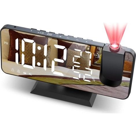 Réveil projecteur, radio FM de plafond, projection à 180° (1/5)