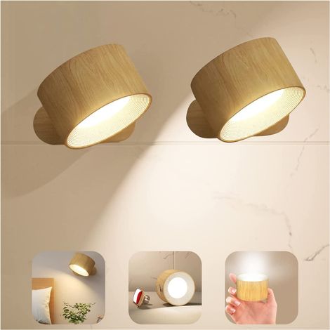 2 lampes de lecture LED, appliques murales avec 3 températures de couleur et 3 niveaux de luminosité, boule magnétique rotative à 360° (1/5)