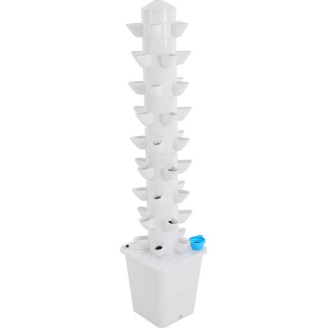 Système de culture hydroponique, jardin vertical à 9 niveaux, utilisation intérieure et extérieure, BLANC (1/2)