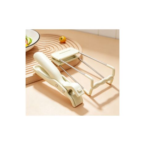 lot de deux pinces anti-brûlure argentées en acier inoxydable outil antidérapant pour soulever assiettes bols et plats cuits à la vapeur usage domestique cuisine (1/5)