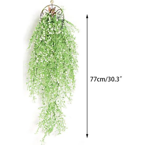 Fausse plante de saule de l'Amirauté, 77 cm, en plastique réaliste, à suspendre au mur, blanche, idéale pour la décoration d'un bureau ou d'un salon. (1/5)