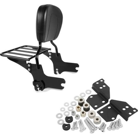 Sissy Bar kompatibel mit Harley Davidson Electra-Street-Road Glide, Road King 97-08 schwarz + Docking-Hardware Montageset