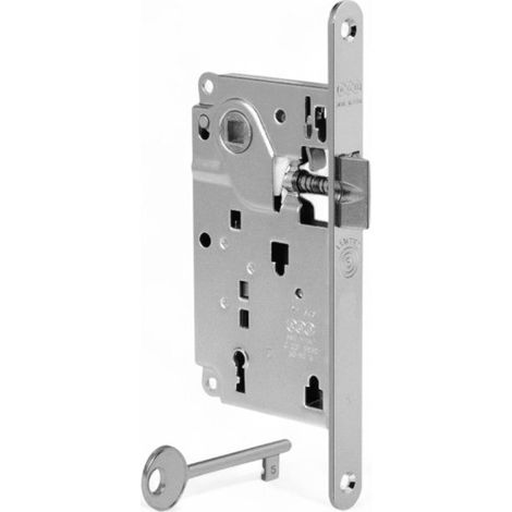 Serratura scrocco interno porta filo battente cromato opaco reversibile maniglia interasse 90 mm bordo 50 (1/3)