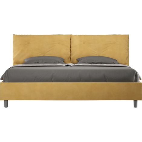 Letto matrimoniale king size contenitore imbottito 200x210 microfibra ocra Appia Large