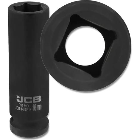 JCB TIEFER SCHLAGSCHLAG-STECKSCHLÜSSEL 1/2" Cr-Mo 6-Kant 16mm STECKSCHLÜSSEL
