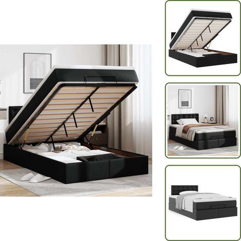 vidaXL Ottoman-Bett mit Matratze Schwarz 120x200 cm Kunstleder (1/5)