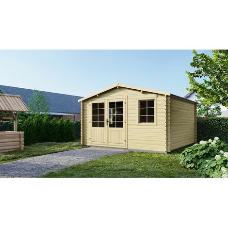 Abri de jardin en bois - 15,21m2 - 3,90x3,90m - Ep. 40mm - Couleur: naturel (1/5)
