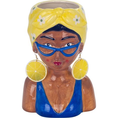 Signes Grimalt Figura De Persona Decoracion Jarron Busto Mujer L Jarrones Y Portavelas Marrón 14x17x25cm 35120