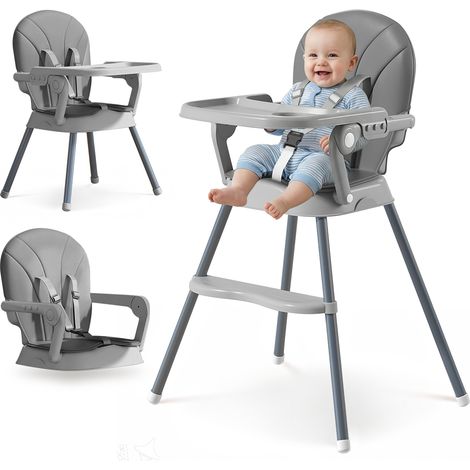 Chaise haute enfant 3 en 1, Chaise haute évolutive, Rehausseur, Chaise basse, Coussin amovible, pour enfants jusqu'à 36 mois