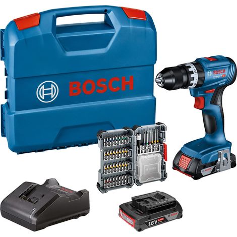 perceuse-visseuse à percussion sans-fil GSB 18V-45 (régime à vide 1 900 tr/min, avec 2 batteries 2,0 Ah, accessoires, GAL 18V-20, L-Case) – Set (1/5)