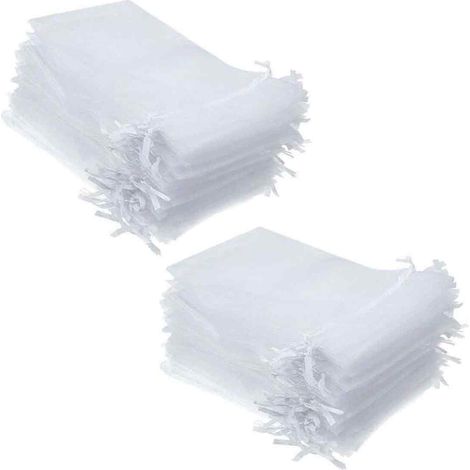 Sachet Organza - 13 x 18 cm - Blanc - Pour Bonbons Bijoux Cadeaux Mariage Noël - Lot de 100 Pièces (1/5)