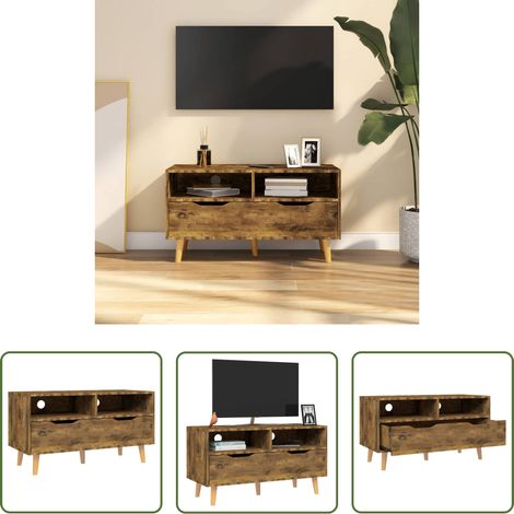 TV-Ständer Holz -  TV-Schrank Räuchereiche 90x40x48,5 cm Holzwerkstoff (1/5)