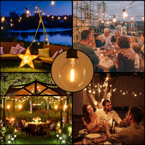 AC230V Globe LED G40 Ampoule Lampe 25 Pack E12 Base Douille Support IP44 Résistance à l'eau Blanc Chaud pour Guirlande Lumineuse Maison Fête Décoration Mariage (1/5)