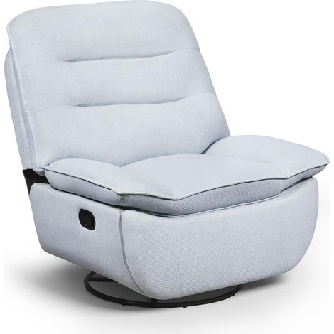 WOLTU Fauteuil Relax, Fauteuil Inclinable, Tissu Aspect Lin, Pivotant à 360°, Fonction de Bascule, Repose-Pieds Pliable, Bleu Clair