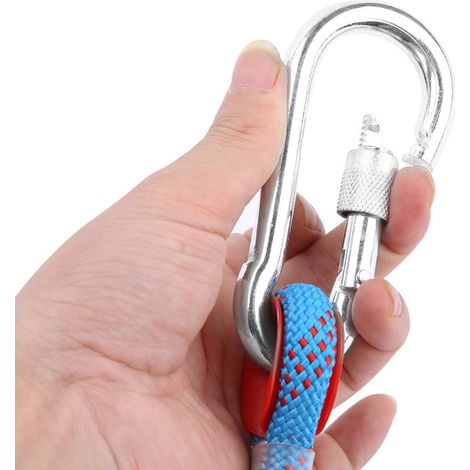 Corde en nylon 12mm avec mousqueton pour escalade, randonnée et camping (Bleu, 10 mètres)