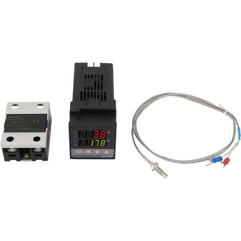 REX-C100 Régulateur de température PID, Kit d'alarme pour thermostat de régulateur de température PID 01300 ℃ Alarme numérique LED AC 110V-240V avec thermocouple/capteur de température K, maxim (1/5)