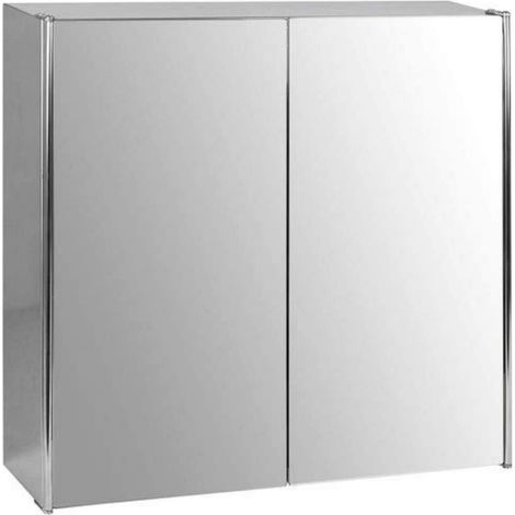Bath Vida Tiano - Armadietto da Bagno con Doppia Anta a Specchio, Montaggio a Parete, in Acciaio Inox, Moderno