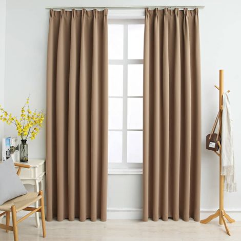 Lot de 2 Rideaux occultants,Décoration Chambre Fenêtre,Rideau Thermique Isolant avec crochets Taupe 140x175 cm GDSVW93909 (1/5)