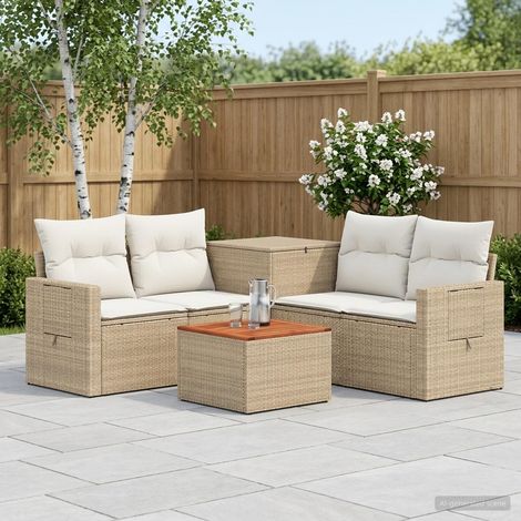 vidaXL Juego de Sofá 6 uds. Beige y blanco crema (1/5)