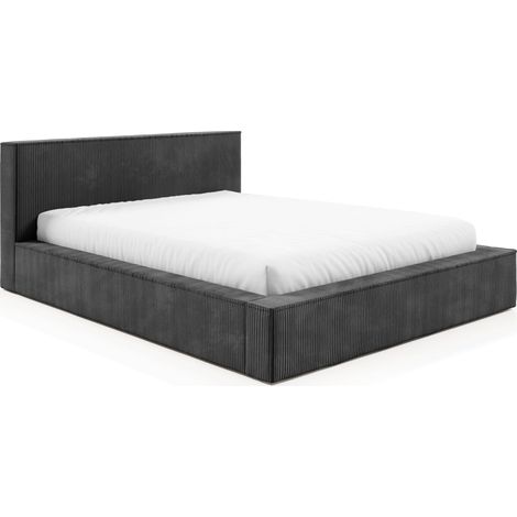 Sofello Polsterbett nach Maß FILO Grau 200x200 aus Kordstoff mit Metall-Lattenrost Modernes Design in trendigen Farben, mit Stauraum (1/5)