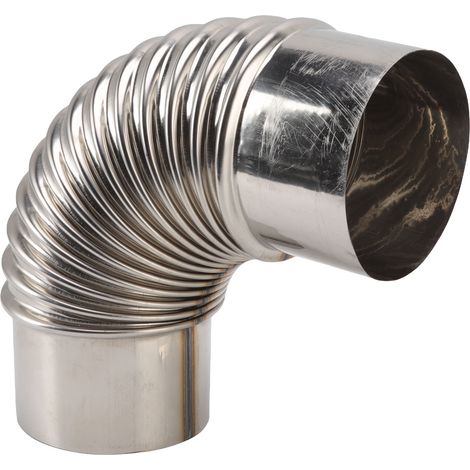 Coude en acier inoxydable pour conduit de cheminée de poêle, coude à 90 degrés, adaptateur de conduit de cheminée (1/5)