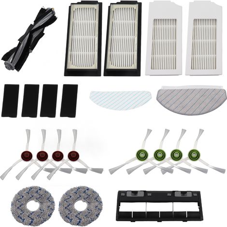 Kit d'accessoires pour robot nettoyeur T10 : brosse principale, brosse latérale, balai ondulé, lingette lavable et filtre (1/5)