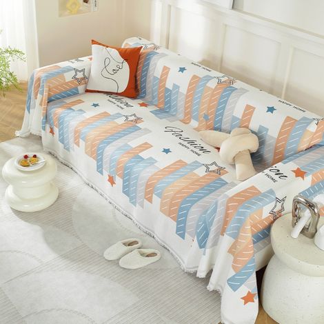 Ede Étoiles et rayures colorées 180X130 Coussin de canapé monobloc, housse de canapé intégrale anti-griffures de chat, adaptée à toutes les saisons, serviette/housse de canapé (1/4)