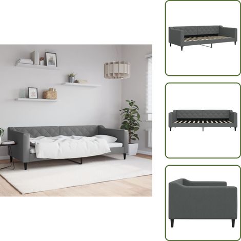The Living Store Tagesbett Dunkelgrau 90x200 cm Stoff - Schlafsofa - Bettsofa - Gästebett - Doppelbett - Tagesbett (1/5)