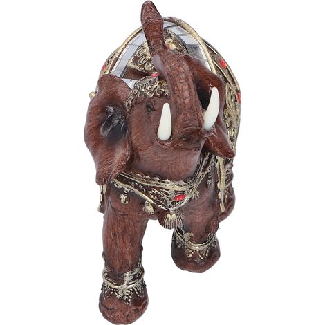 Statuette Éléphant en Résine pour Bureau Décoration Salon Cadeau Déco Maison Rouge 13,5x6x14cm (1/5)