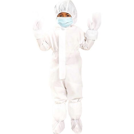 Combinaison de protection jetable, vêtements anti-poussière, vêtements d'isolation respirants en nontissé, combinaison de travail, costume une pièce pour enfants-Height 110-120cm-White (1/3)
